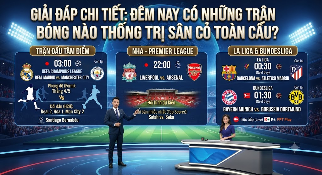 đêm nay có những trận bóng nào